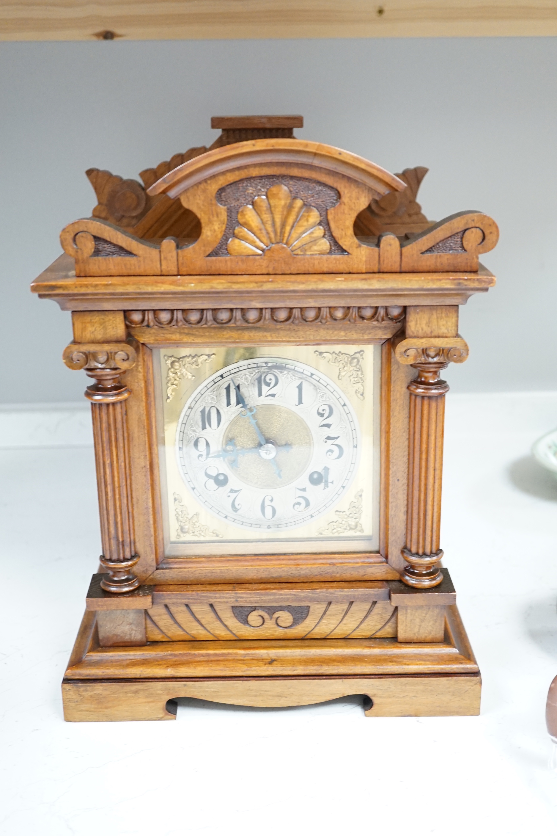 Three late 19th century mantel clocks, tallest 35cm